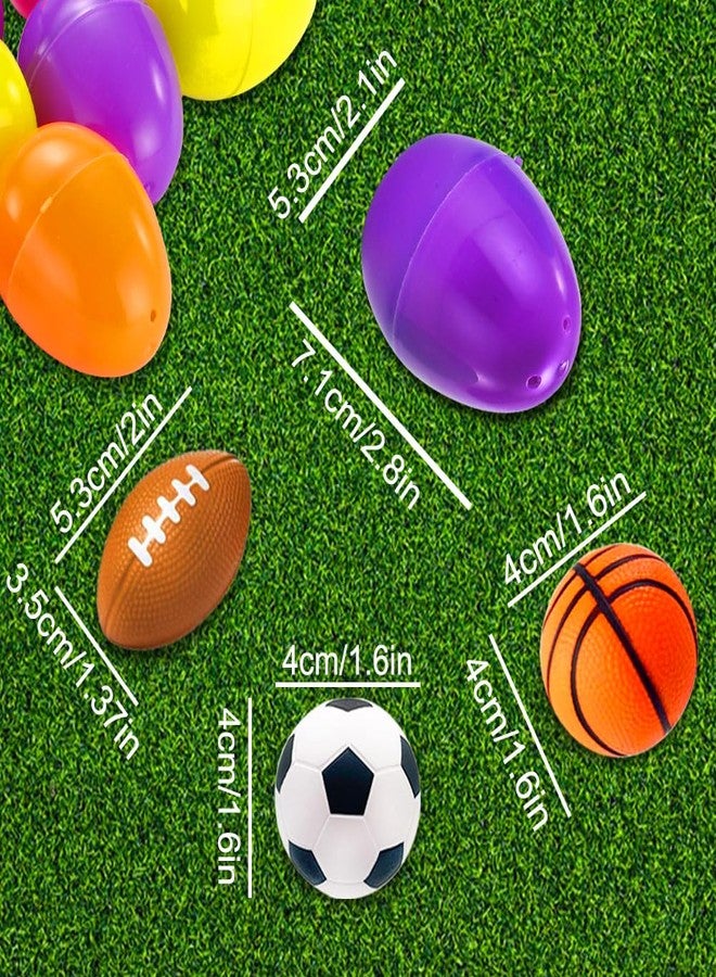 LUKBERA 24 Pcs Prefilled Easter Eggs with Sports Balls, Filled Eggs with Stress Relief Toys Ball for Kids Toddlers Easter Basket Stuffers, Easter Eggs Hunt - Image 3